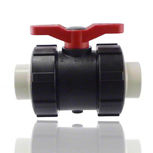 2-Wege-Kugelhahn PPGF, PE-Muffen, EPDM&nbsp; = roter Hebel